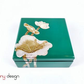  Square box with hand-painted lotus 16*H6 cm